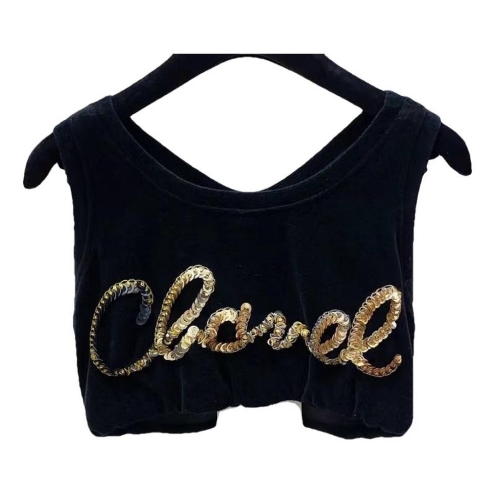 Chanel 2022 SS black velvet top runway style